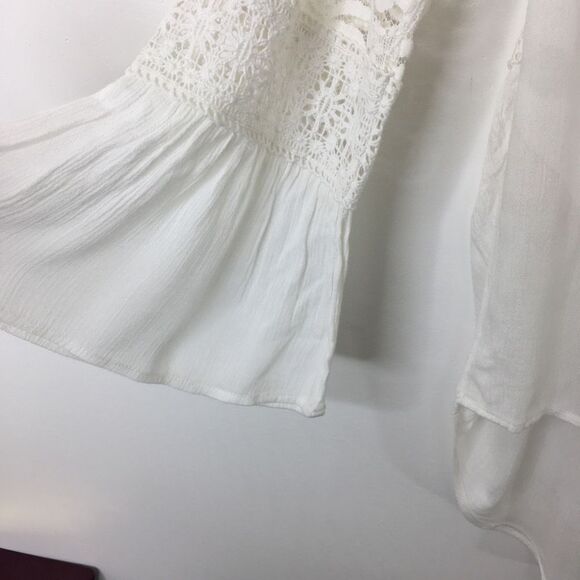 Chicos Top Hi‎ Lo Lace Ivory Ecru Size 1 Pullover - Picture 5 of 10